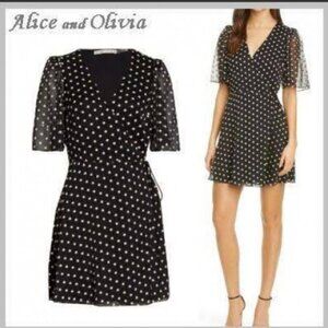 Alice + Olivia Sandra Embroidered Wrap Mini Dress